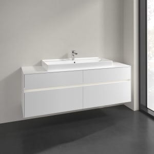 Villeroy & Boch Collaro Waschtischunterschrank 160 x 54,8 cm mit 4 Auszügen und LED Licht, für WT mittig