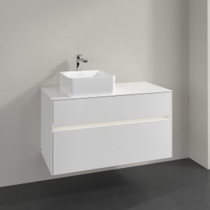 Villeroy & Boch Collaro Waschtischunterschrank 100 x 54,8 cm mit 2 Auszügen und LED Licht, für WT links