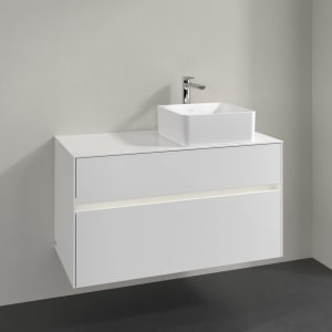 Villeroy & Boch Collaro Waschtischunterschrank 100 x 54,8 cm mit 2 Auszügen und LED Licht, für WT rechts