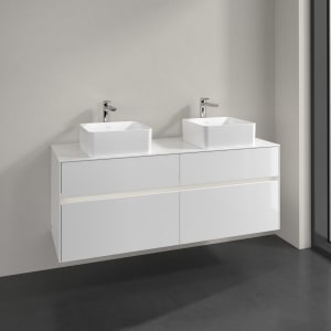 Villeroy & Boch Collaro Waschtischunterschrank 140 x 54,8 cm mit 4 Auszügen und LED Licht, für WT beidseitig