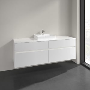 Villeroy & Boch Collaro Waschtischunterschrank 160 x 54,8 cm mit 4 Auszügen und LED Licht, für WT mittig
