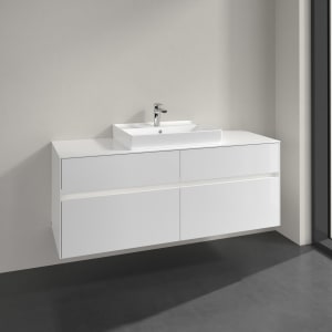 Villeroy & Boch Collaro Waschtischunterschrank 140 x 54,8 cm mit 4 Auszügen und LED Licht, für WT mittig