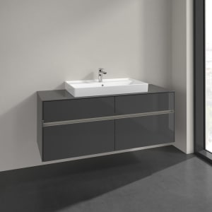 Villeroy & Boch Collaro Waschtischunterschrank 140 x 54,8 cm mit 4 Auszügen und LED Licht, für WT mittig