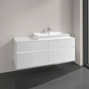 Villeroy & Boch Collaro Waschtischunterschrank 140 x 54,8 cm mit 4 Auszügen und LED Licht, für WT rechts