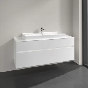 Villeroy & Boch Collaro Waschtischunterschrank 140 x 54,8 cm mit 4 Auszügen und LED Licht, für WT mittig