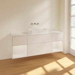 Villeroy & Boch Finion Waschtischunterschrank 160 cm mit Regalelement links und rechts und Abdeckplatte