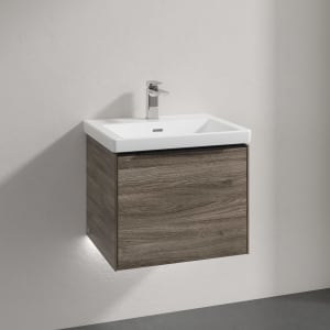 Villeroy & Boch Subway 3.0 Badmöbel-Set 55 cm mit Beleuchtung, Griff volcano black, 1 Auszug