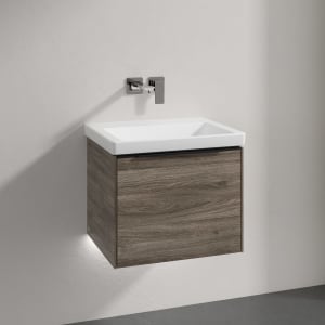 Villeroy & Boch Subway 3.0 Badmöbel-Set 55 cm mit Beleuchtung, Griff volcano black, 1 Auszug