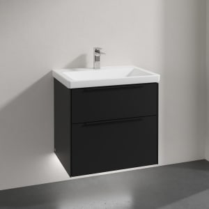 Villeroy & Boch Subway 3.0 Badmöbel-Set 65 cm mit Beleuchtung, Griff volcano black, 2 Auszüge