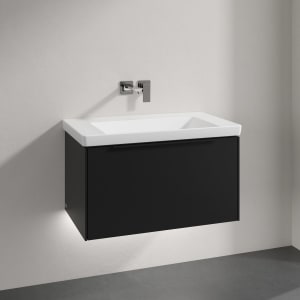 Villeroy & Boch Subway 3.0 Badmöbel-Set 80 cm mit Beleuchtung, Griff volcano black, 1 Auszug