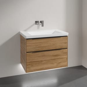 Villeroy & Boch Subway 3.0 Badmöbel-Set 80 cm mit Beleuchtung, Griff volcano black, 2 Auszüge