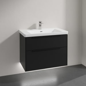 Villeroy & Boch Subway 3.0 Badmöbel-Set 80 cm mit Beleuchtung, Griff volcano black, 2 Auszüge