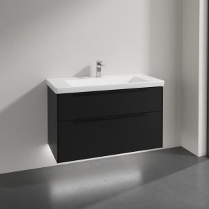 Villeroy & Boch Subway 3.0 Badmöbel-Set 100 cm mit Beleuchtung, Griff volcano black, 2 Auszüge