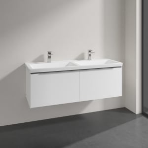 Villeroy & Boch Subway 3.0 Badmöbel-Set 130 cm, 2 Auszüge, Doppelwaschtisch