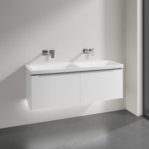 Villeroy & Boch Subway 3.0 Badmöbel-Set 130 cm mit Beleuchtung, 2 Auszüge, Doppelwaschtisch