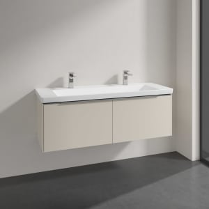 Villeroy & Boch Subway 3.0 Badmöbel-Set 130 cm, 2 Auszüge, WT für 2 Armaturen