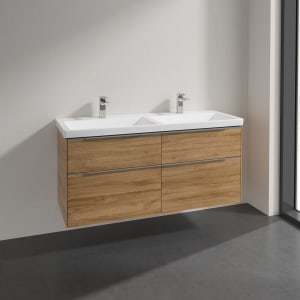 Villeroy & Boch Subway 3.0 Badmöbel-Set 130 cm, 4 Auszüge, Doppelwaschtisch