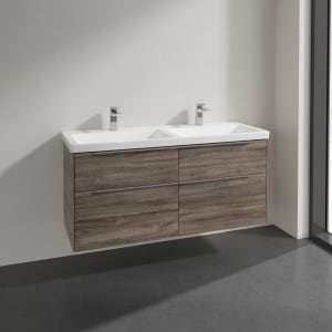 Villeroy & Boch Subway 3.0 Badmöbel-Set 130 cm, 4 Auszüge, Doppelwaschtisch