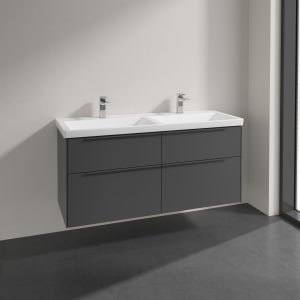 Villeroy & Boch Subway 3.0 Badmöbel-Set 130 cm, Griff in Möbelfarbe, 4 Auszüge, Doppelwaschtisch