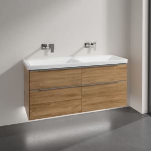 Villeroy & Boch Subway 3.0 Badmöbel-Set 130 cm mit Beleuchtung, 4 Auszüge, Doppelwaschtisch