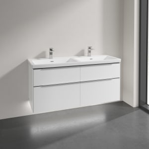 Villeroy & Boch Subway 3.0 Badmöbel-Set 130 cm mit Beleuchtung, 4 Auszüge, Doppelwaschtisch