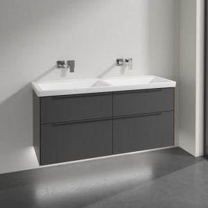 Villeroy & Boch Subway 3.0 Badmöbel-Set 130 cm mit Beleuchtung, Griff in Möbelfarbe, 4 Auszüge, Doppelwaschtisch