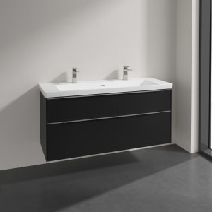 Villeroy & Boch Subway 3.0 Badmöbel-Set 130 cm, 4 Auszüge, WT für 2 Armaturen