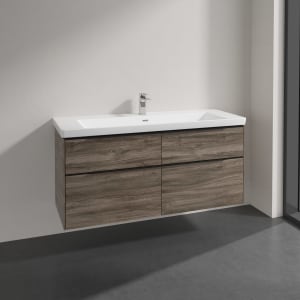 Villeroy & Boch Subway 3.0 Badmöbel-Set 130 cm, Griff volcano black, 4 Auszüge