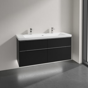 Villeroy & Boch Subway 3.0 Badmöbel-Set 130 cm mit Beleuchtung, 4 Auszüge, WT für 2 Armaturen