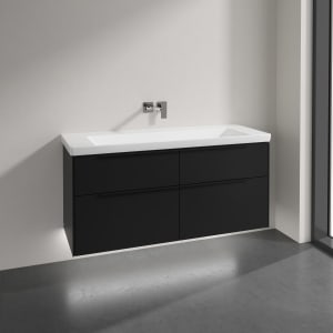 Villeroy & Boch Subway 3.0 Badmöbel-Set 130 cm mit Beleuchtung, Griff volcano black, 4 Auszüge