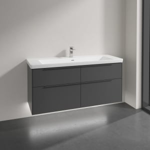 Villeroy & Boch Subway 3.0 Badmöbel-Set 130 cm mit Beleuchtung, Griff in Möbelfarbe, 4 Auszüge