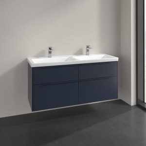 Villeroy & Boch Subway 3.0 Badmöbel-Set 130 cm, Griff in Möbelfarbe, 4 Auszüge, Doppelwaschtisch