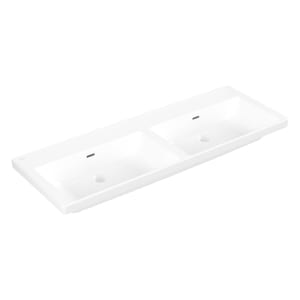 Villeroy & Boch Subway 3.0 Schrank-Doppelwaschtisch 130 cm, ohne Hahnloch, mit Überlauf