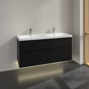 Villeroy & Boch Subway 3.0 Waschtischunterschrank 127,2 cm, 4 Auszüge, mit LED-Beleuchtung, für Doppel-Waschtisch