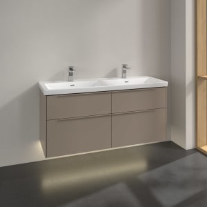 Villeroy & Boch Subway 3.0 Waschtischunterschrank 127,2 cm, 4 Auszüge, mit LED-Beleuchtung, für Doppel-Waschtisch