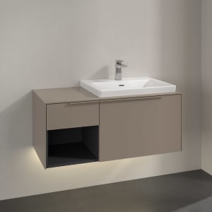 Villeroy & Boch Subway 3.0 Waschtischunterschrank 100,1 cm, 2 Auszüge und Regal links, mit LED-Beleuchtung