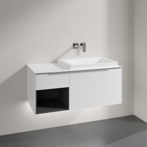 Villeroy & Boch Subway 3.0 Badmöbel-Set 100,1 cm mit Beleuchtung, Waschbecken rechts mit CeramicPlus