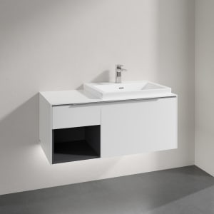 Villeroy & Boch Subway 3.0 Badmöbel-Set 100,1 cm mit Beleuchtung, Waschbecken rechts mit CeramicPlus