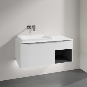 Villeroy & Boch Subway 3.0 Badmöbel-Set 100,1 cm mit Beleuchtung, Waschbecken links mit CeramicPlus