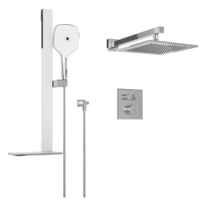 Villeroy & Boch Universal Duschsystem mit Thermostat, Duschgarnitur mit 3 Strahlarten und eckige Kopfbrause