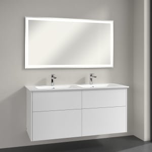 Villeroy & Boch Finero Waschtischunterschrank 130 cm mit Doppelwaschtisch und Spiegel, 4 Auszüge
