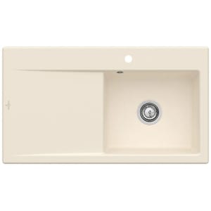 Villeroy & Boch Subway Style 50 FLAT flächenbündige Spüle, Ablaufgarnitur mit Handbetätigung, Becken rechts