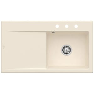 Villeroy & Boch Subway Style 50 FLAT flächenbündige Spüle, Ablaufgarnitur mit Handbetätigung, Becken rechts