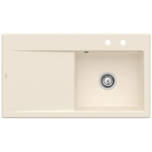 Villeroy & Boch Subway Style 50 FLAT flächenbündige Spüle, Ablaufgarnitur mit Handbetätigung, Becken rechts