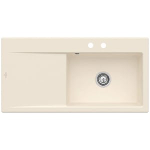 Villeroy & Boch Subway Style 60 FLAT flächenbündige Spüle, Ablaufgarnitur mit Handbetätigung, Becken rechts