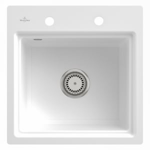 Villeroy & Boch Subway Style 50 S FLAT flächenbündige Spüle, Ablaufgarnitur mit Handbetätigung, inkl. Abtropfgitter