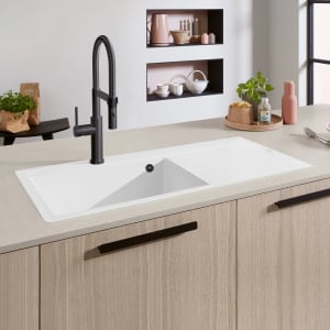 Villeroy & Boch Subway Style 60 FLAT flächenbündige Spüle, Ablaufgarnitur mit Handbetätigung, Becken links
