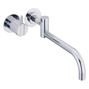 Vola Wand-Wasch- und Spültisch-Eingriffmischer UP mit Doppelschwenkauslauf rechts, Ausladung 25 cm