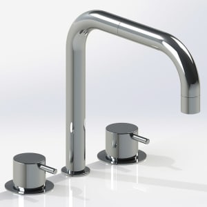 Vola Waschtisch-Dreilocharmatur mit Doppelschwenkauslauf