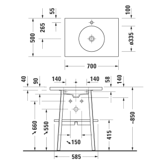 Duravit Cape Cod Möbelwaschtisch 70 cm, mit 1 Hahnloch 2339700000 - MEGABAD